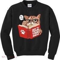Meow How To Train Your Human Funny Cat Kids Sweatshirt thumb 0