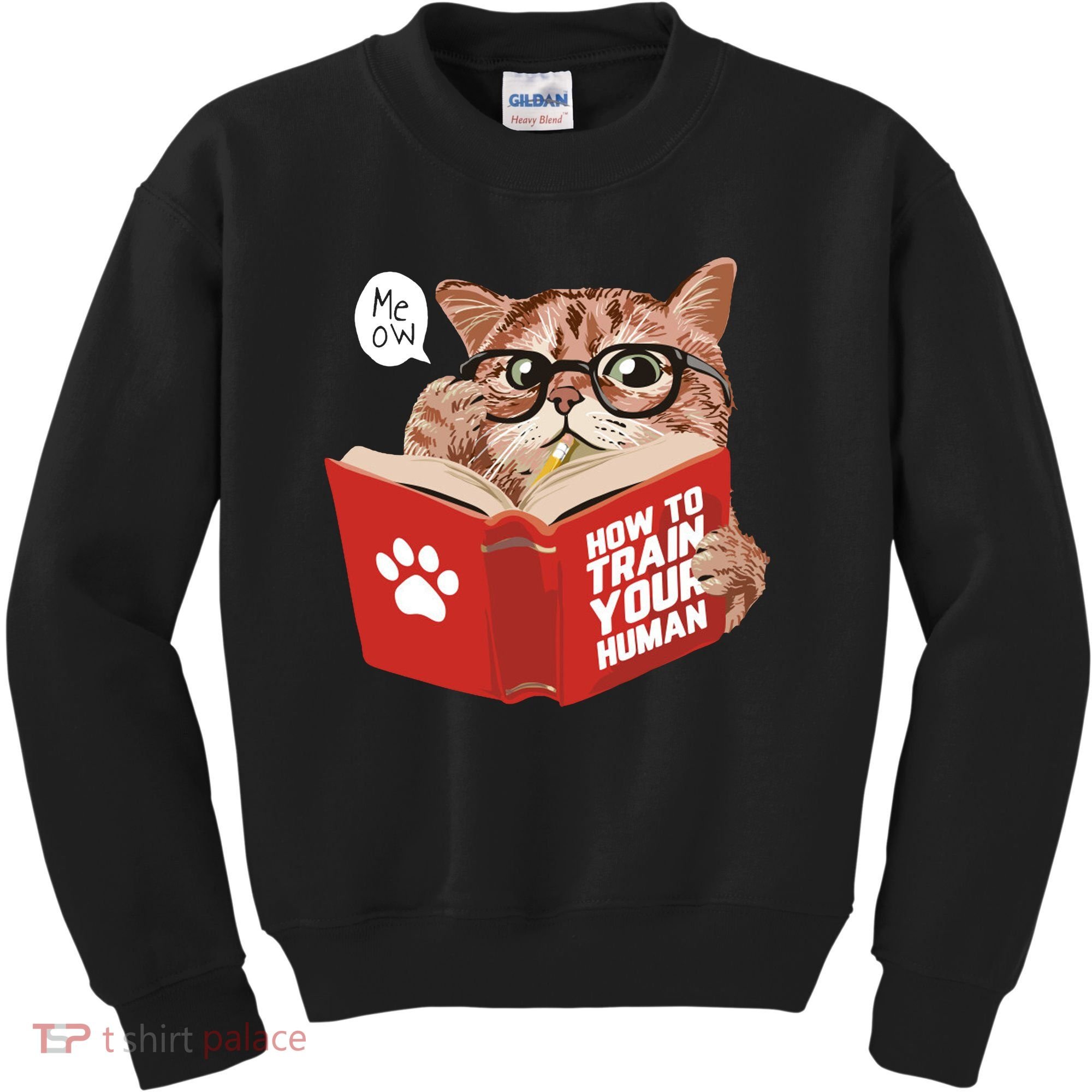 Meow How To Train Your Human Funny Cat Kids Sweatshirt
