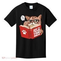 Meow How To Train Your Human Funny Cat Kids T-Shirt thumb 0