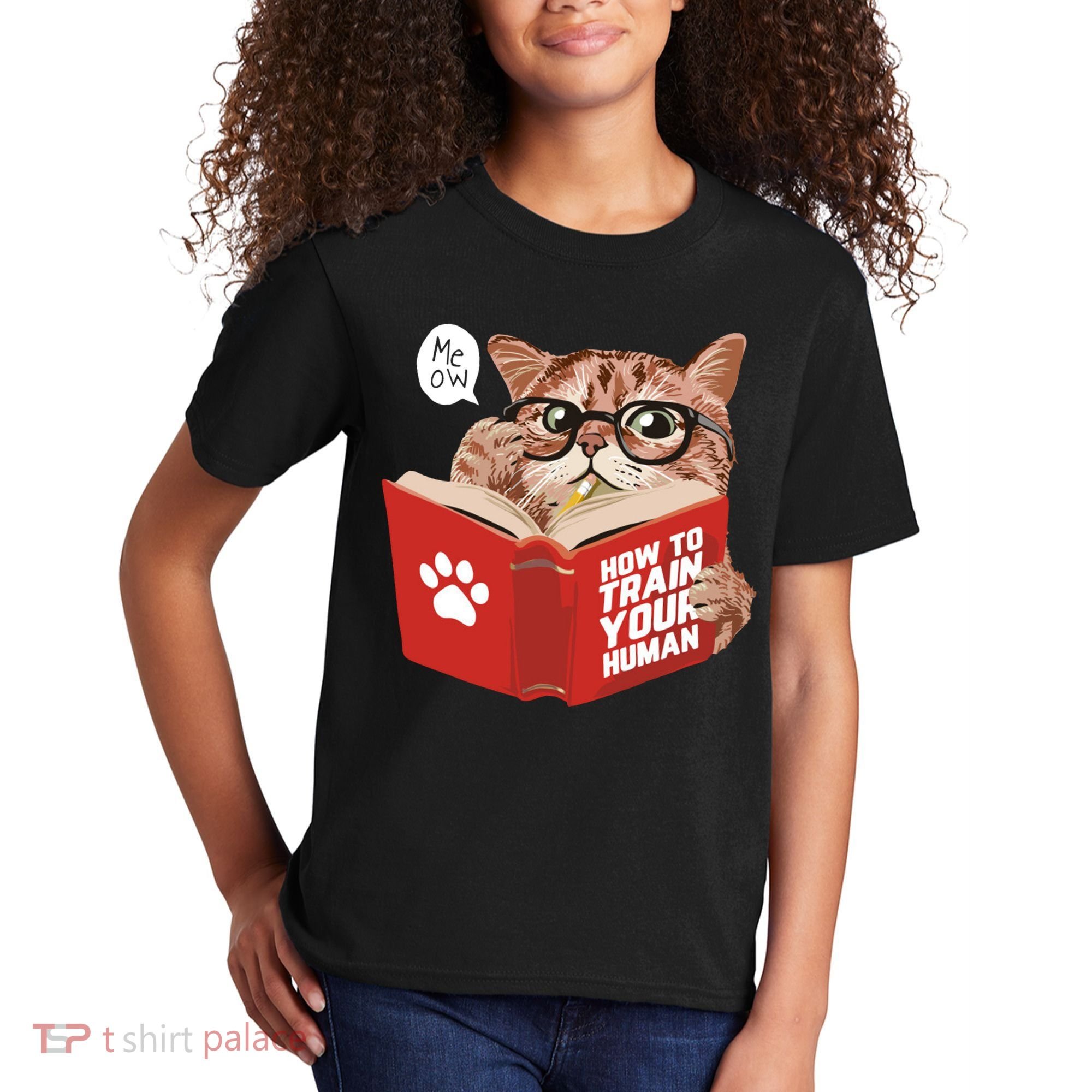 Meow How To Train Your Human Funny Cat Kids T-Shirt