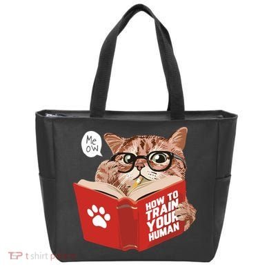 Meow How To Train Your Human Funny Cat Tote Bag