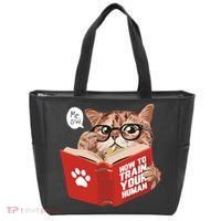 Meow How To Train Your Human Funny Cat Tote Bag thumb 0