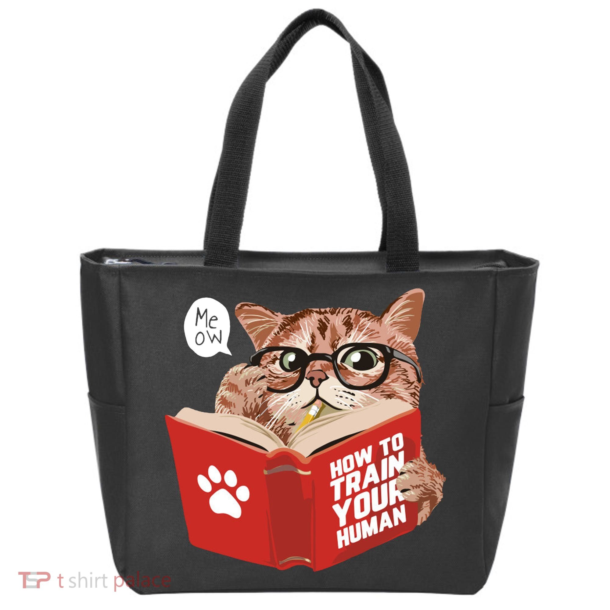 Meow How To Train Your Human Funny Cat Tote Bag