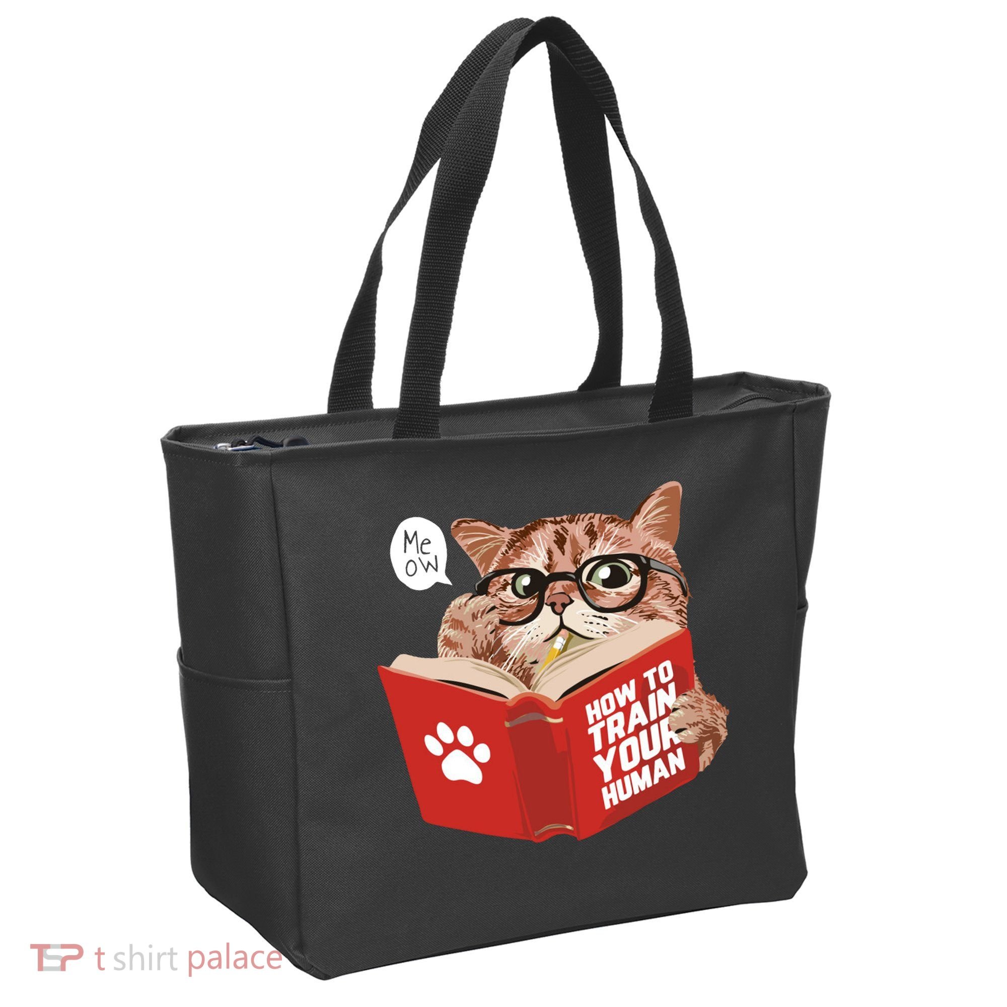 Meow How To Train Your Human Funny Cat Tote Bag
