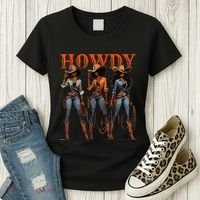 Melanin History Texas Howdy Black Cowgirl Western Rodeo Gift Women's T-Shirt thumb 3