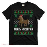 Merry Horsemas Ugly Christmas Sweater Funny Horse Xmas Gift T-Shirt thumb 0