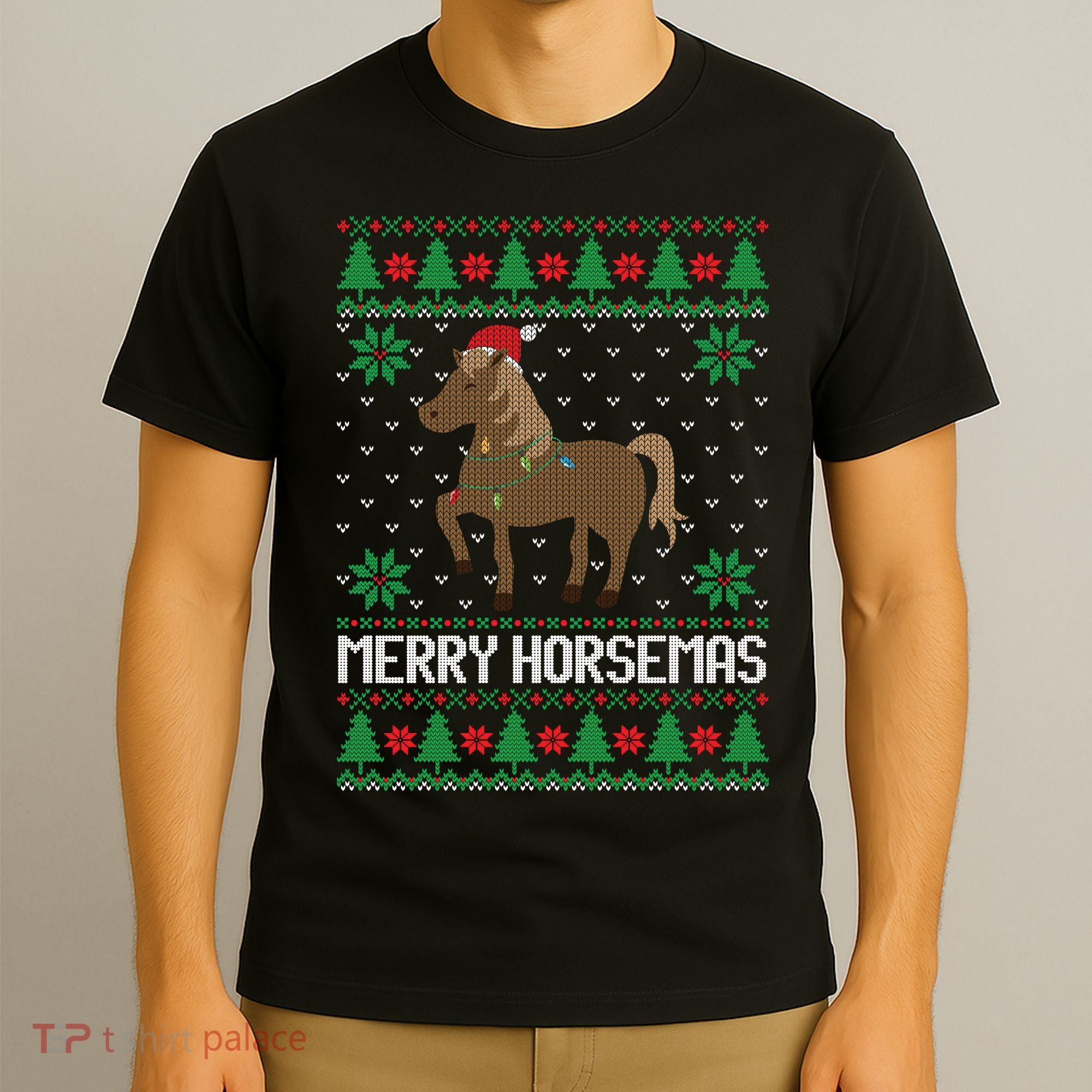 Merry Horsemas Ugly Christmas Sweater Funny Horse Xmas Gift T-Shirt