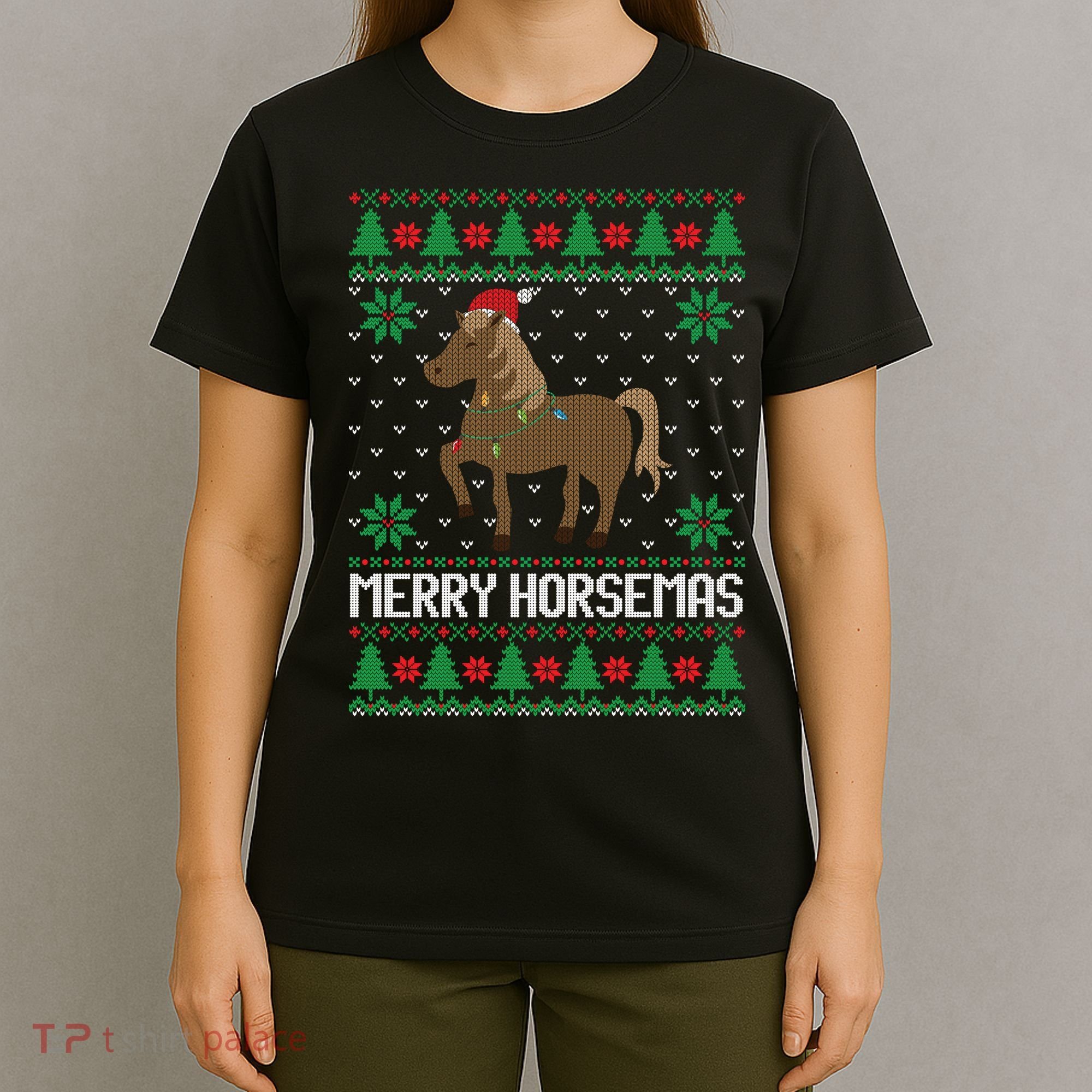 Merry Horsemas Ugly Christmas Sweater Funny Horse Xmas Gift T-Shirt