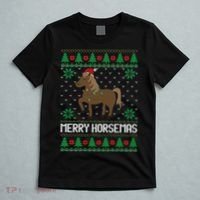 Merry Horsemas Ugly Christmas Sweater Funny Horse Xmas Gift T-Shirt thumb 5