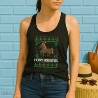 Merry Horsemas Ugly Christmas Sweater Funny Horse Xmas Gift Women's Tank Top thumb 2