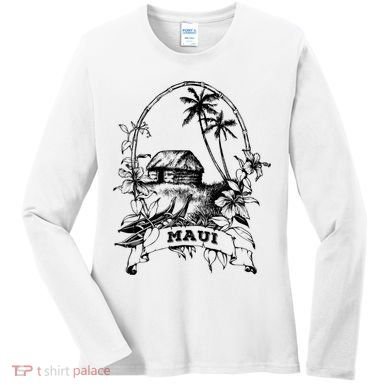 Maui Hawaii Vintage Retro Throwback Classic Vacation Women's Long Sleeve Shirt