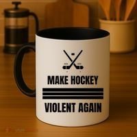Make Hockey Violent Again Funny Hockey Players Maga Canada Ice Coffee Mug thumb 4