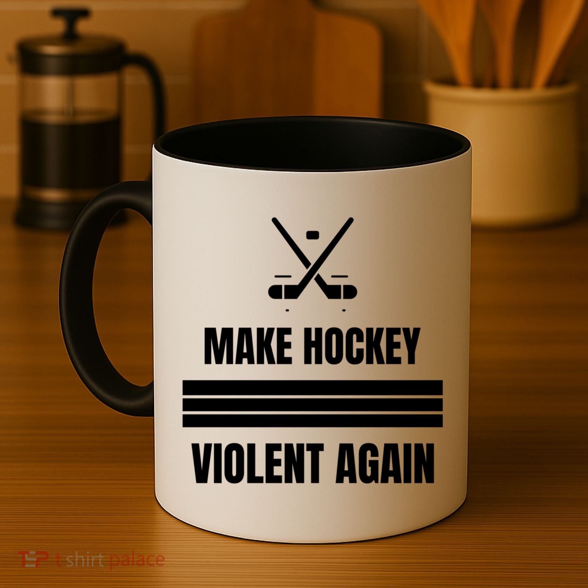 Make Hockey Violent Again Funny Hockey Players Maga Canada Ice Coffee Mug