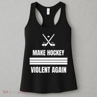 Make Hockey Violent Again Funny Hockey Players Maga Canada Ice Women's Tank Top thumb 3