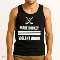 Make Hockey Violent Again Funny Hockey Players Maga Canada Ice Tank Top thumb 3