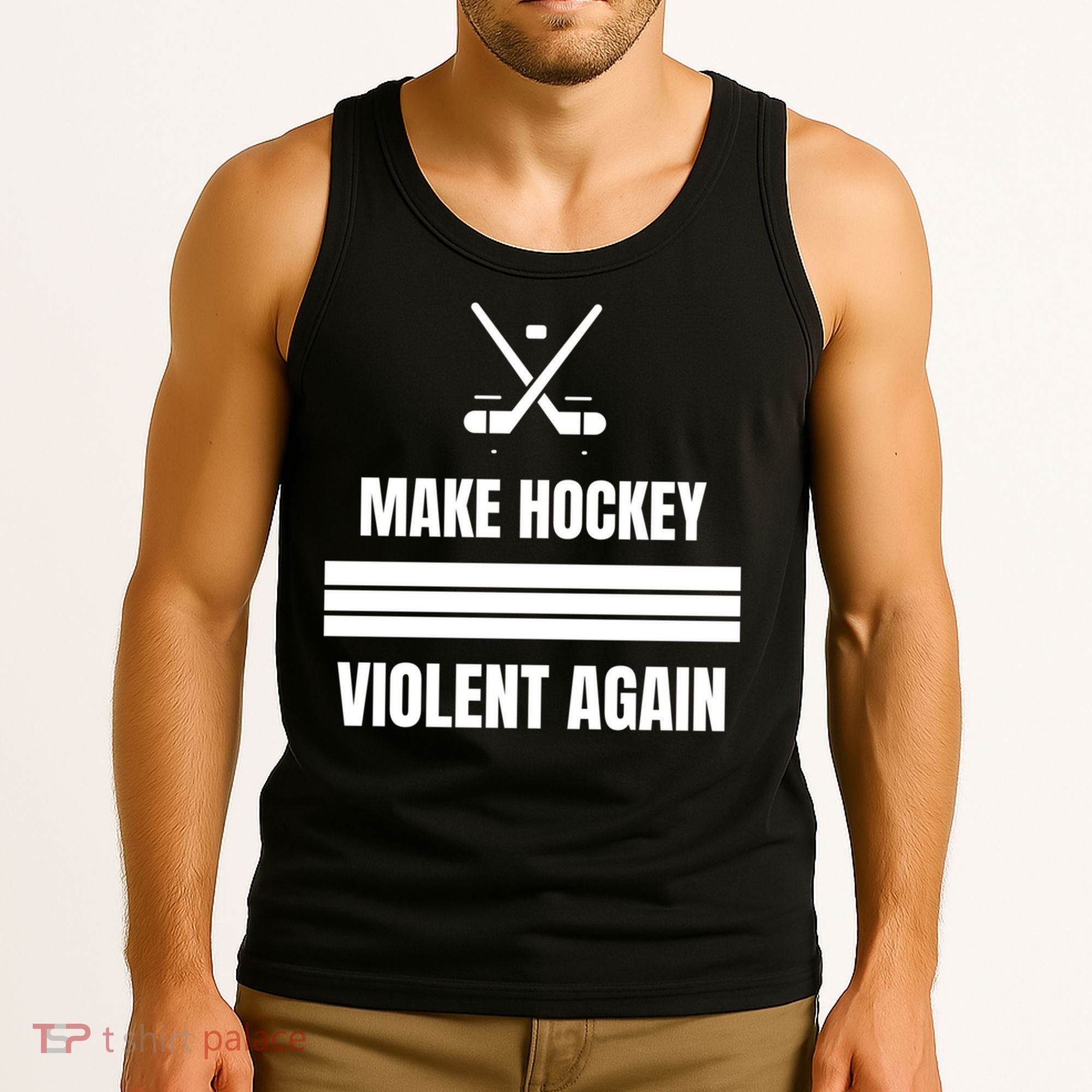 Make Hockey Violent Again Funny Hockey Players Maga Canada Ice Tank Top