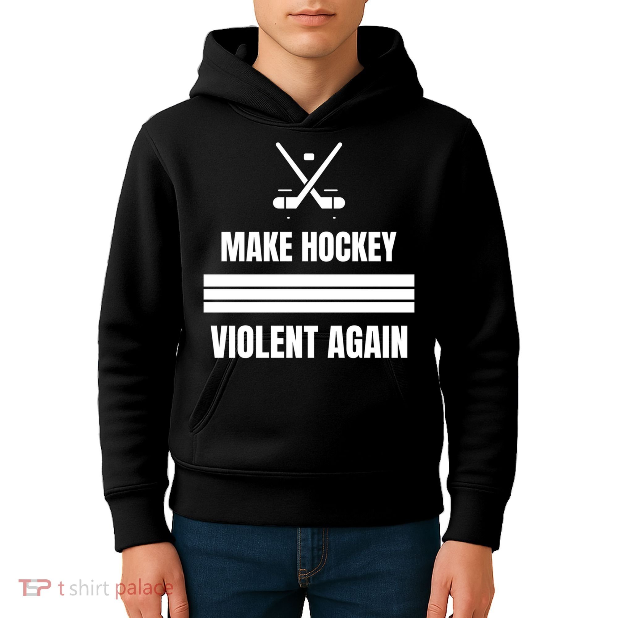 Make Hockey Violent Again Funny Hockey Players Maga Canada Ice Kids Hoodie