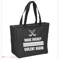 Make Hockey Violent Again Funny Hockey Players Maga Canada Ice Tote Bag thumb 2