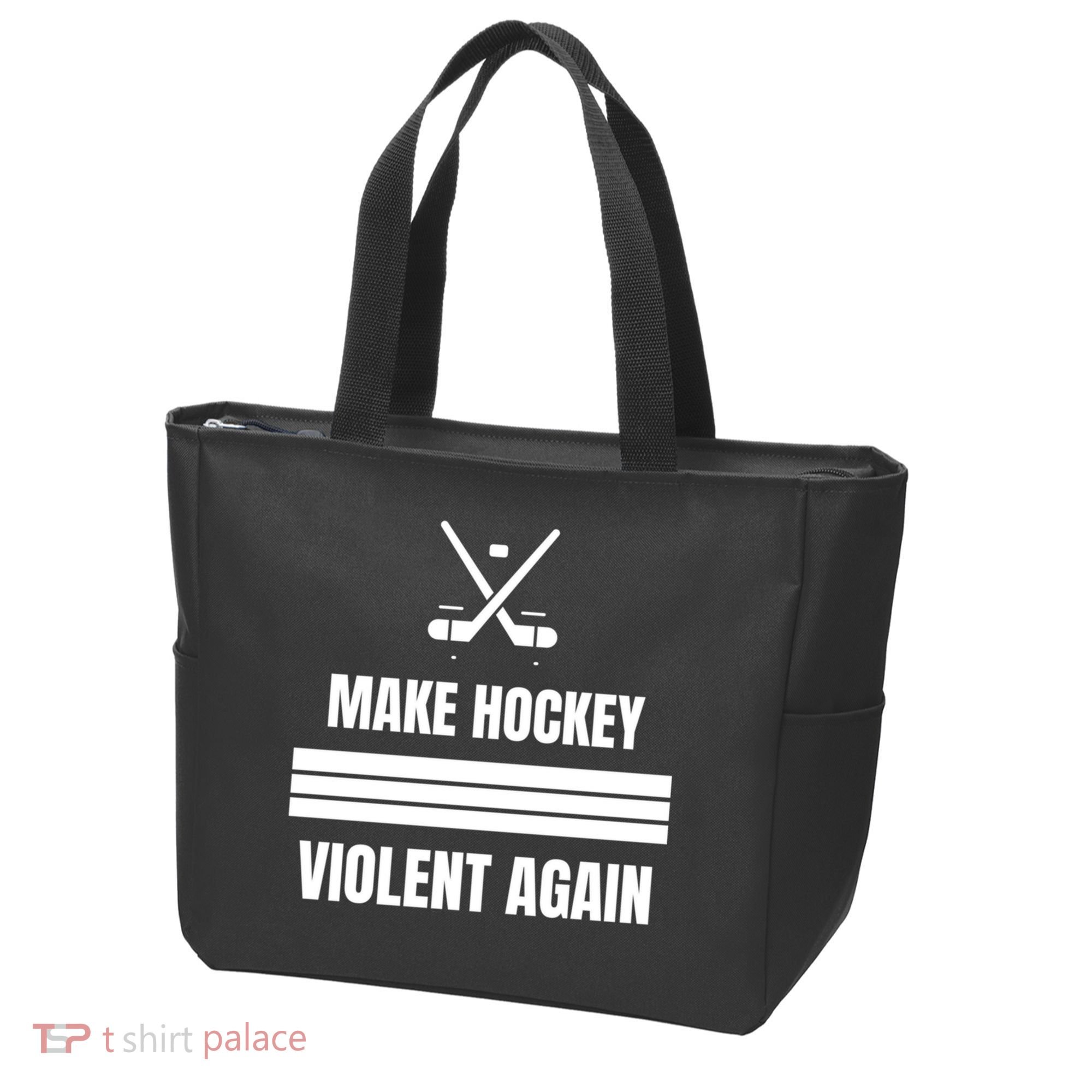 Make Hockey Violent Again Funny Hockey Players Maga Canada Ice Tote Bag