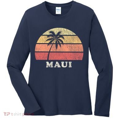 Maui HI Vintage 70s Retro Throwback Design Women's Long Sleeve Shirt