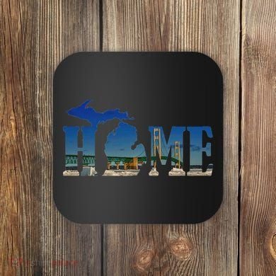 Michigan Home With The Mackinac Bridge Coaster