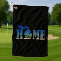 Michigan Home With The Mackinac Bridge Golf Towel thumb 1
