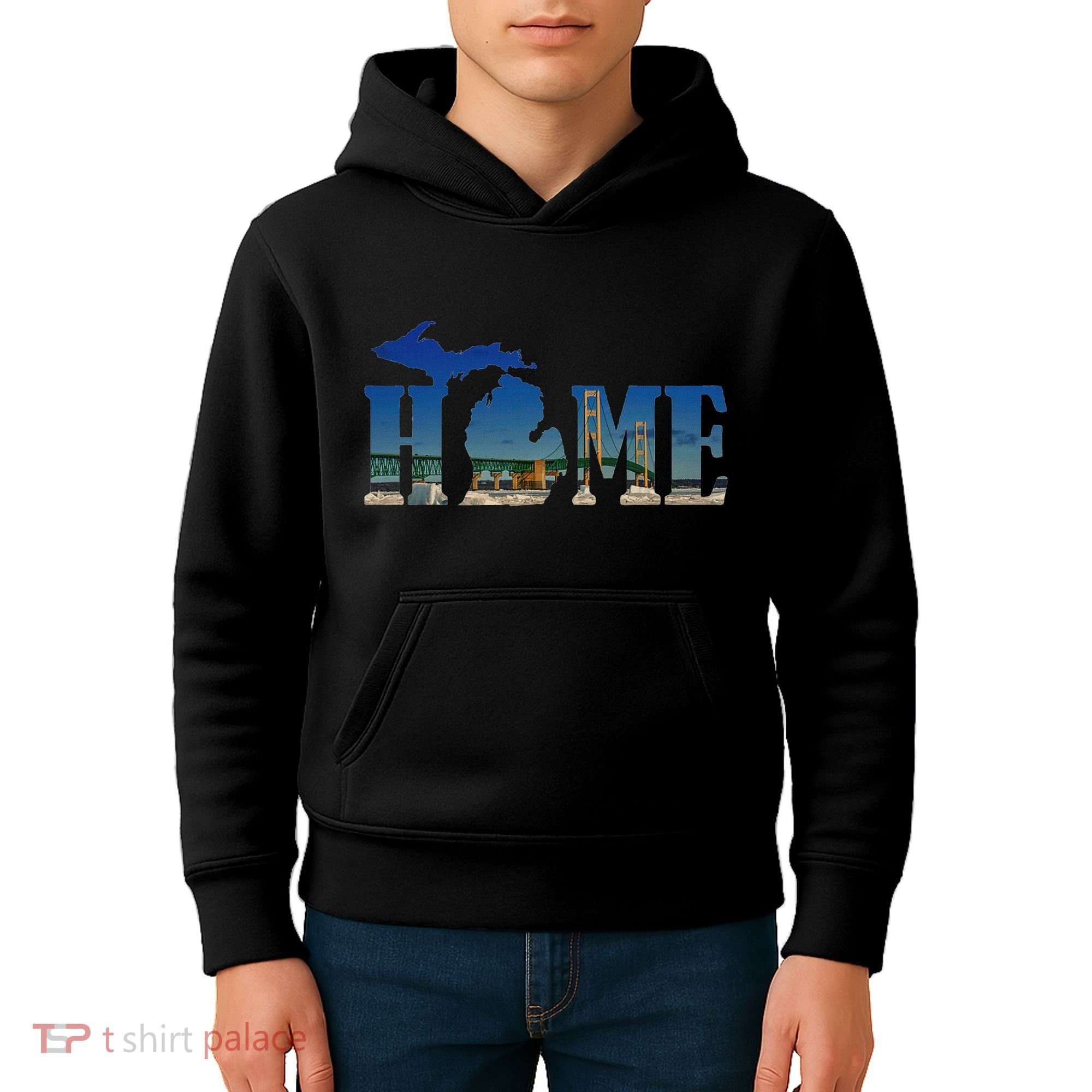 Michigan Home With The Mackinac Bridge Kids Hoodie