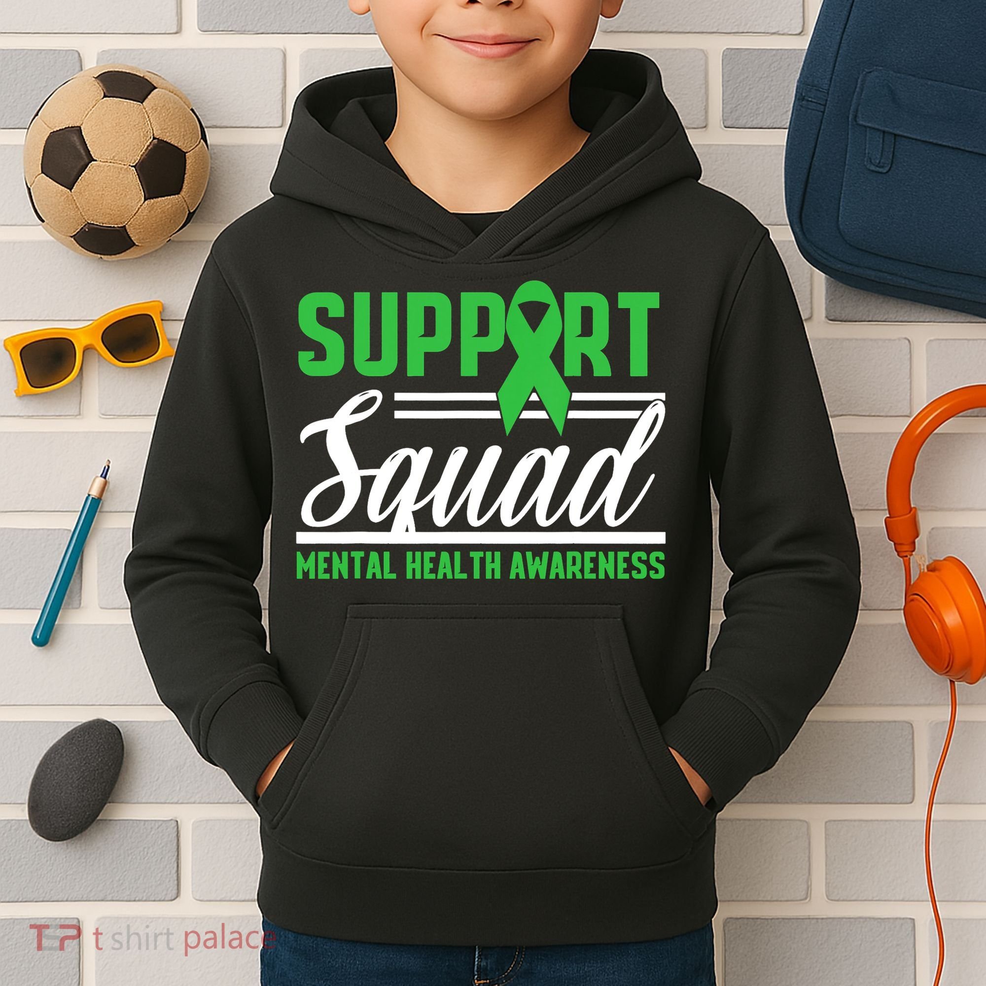 Mental Health Warrior Support Squad Mental Health Awareness Kids Hoodie