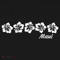 MAUI  Hawaii with Hawaiian Hibiscus flowers Button thumb 1