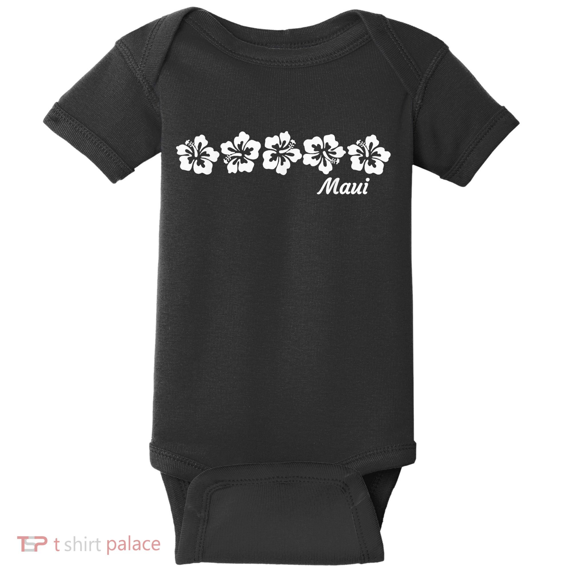 MAUI  Hawaii with Hawaiian Hibiscus flowers Baby Bodysuit