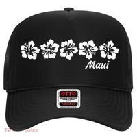 MAUI  Hawaii with Hawaiian Hibiscus flowers Hat thumb 0
