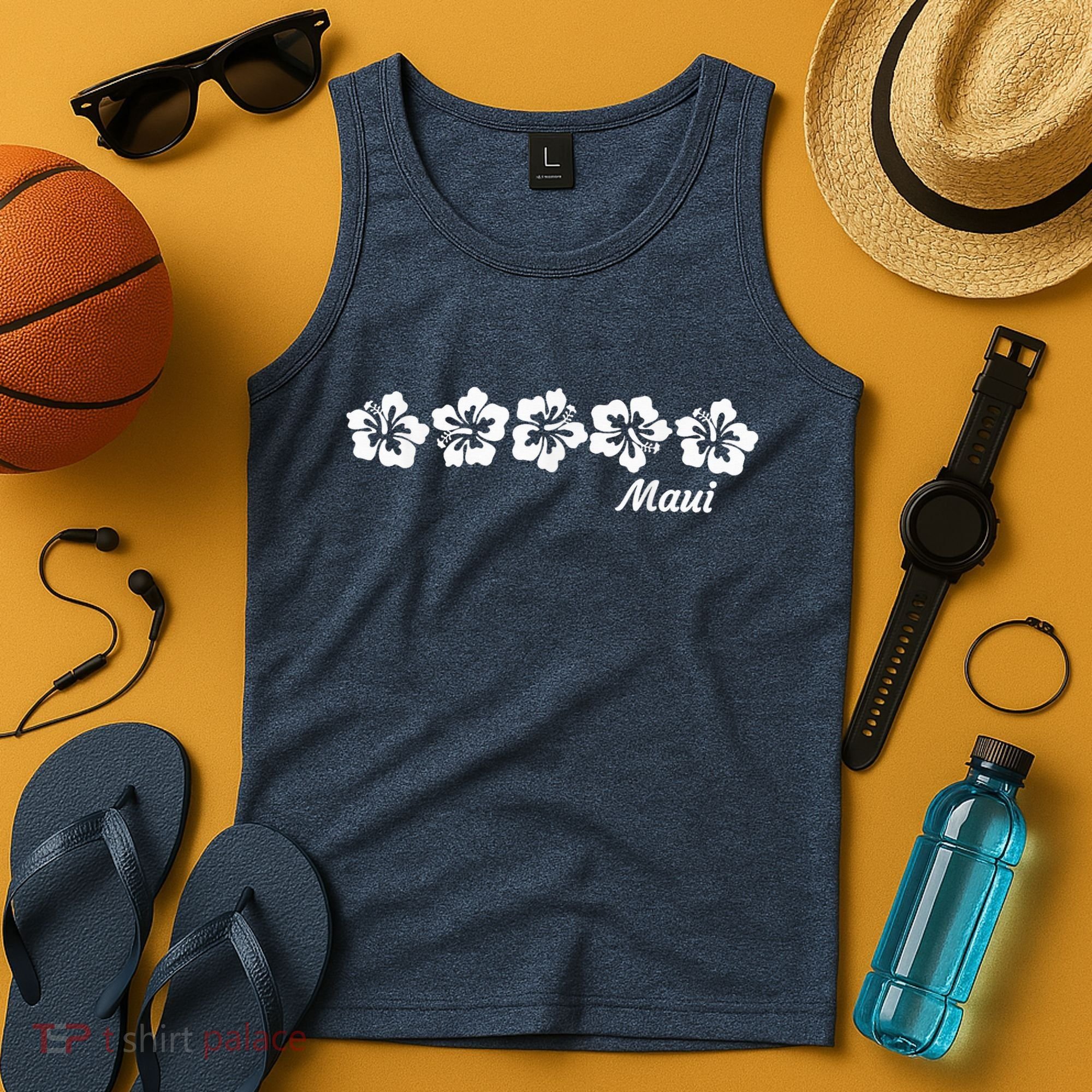 MAUI  Hawaii with Hawaiian Hibiscus flowers Tank Top