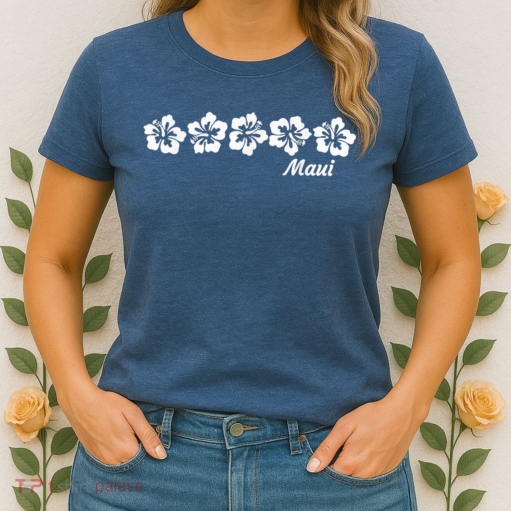 MAUI  Hawaii with Hawaiian Hibiscus flowers Women's T-Shirt