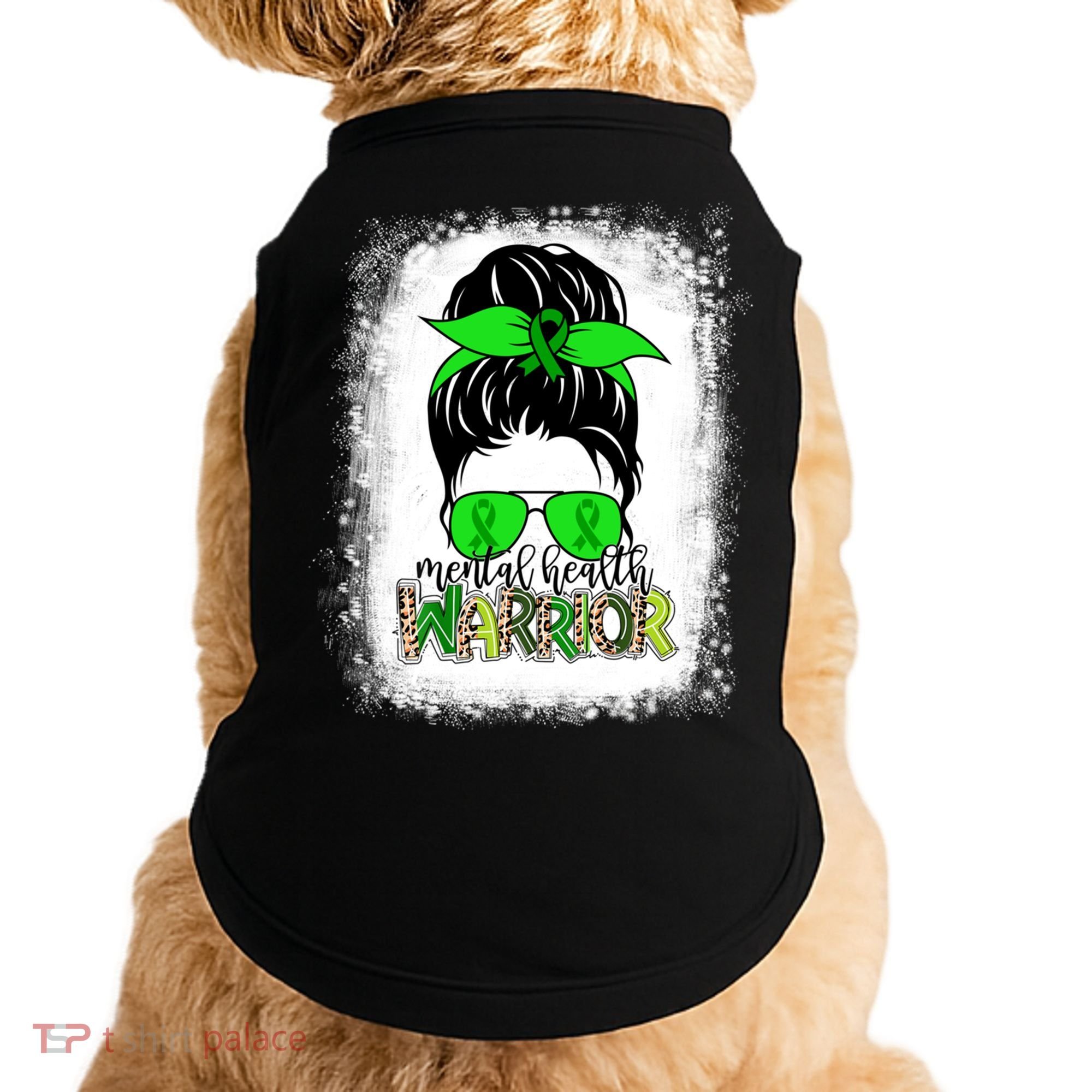 Mental Health Warrior Messy Bun Tal Health Awareness Gift Doggie Tank