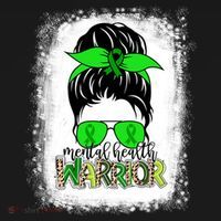 Mental Health Warrior Messy Bun Tal Health Awareness Gift Doggie Tank thumb 4