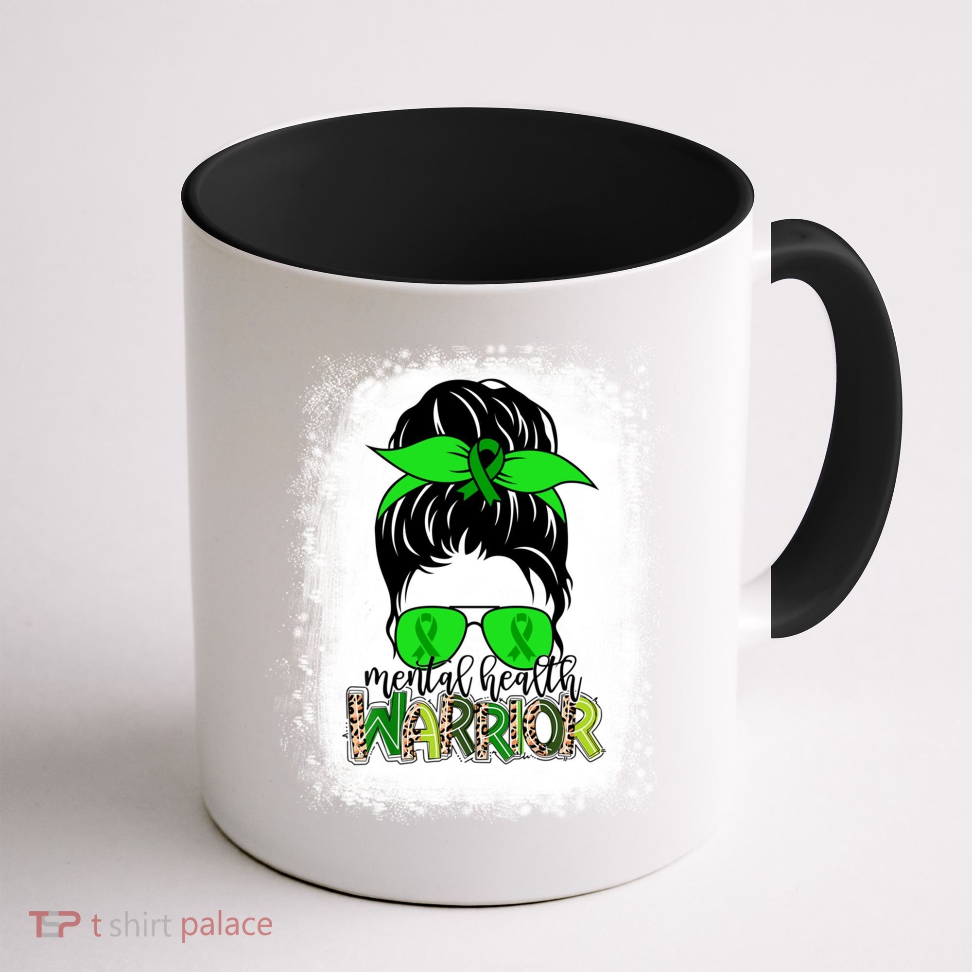 Mental Health Warrior Messy Bun Tal Health Awareness Gift Coffee Mug
