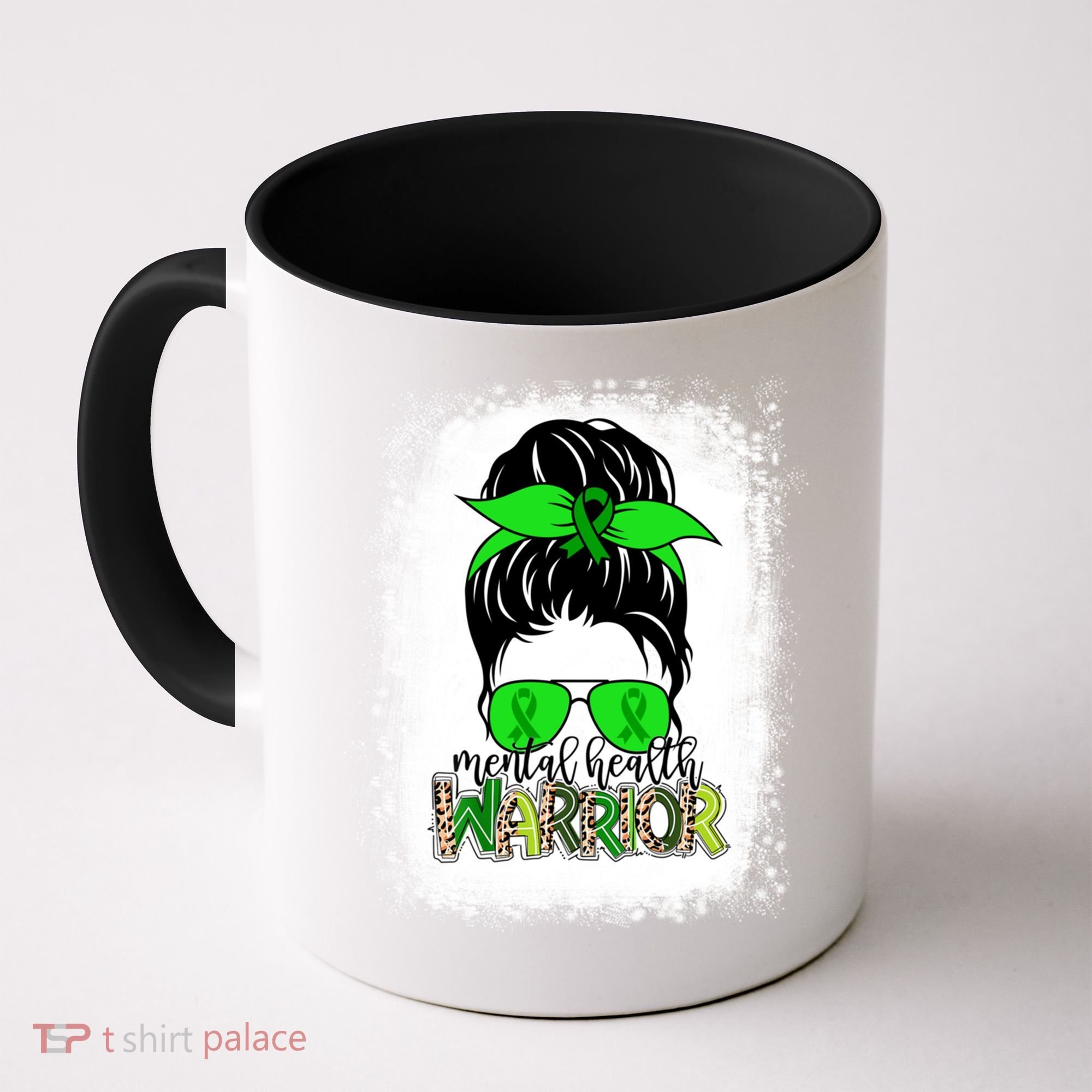 Mental Health Warrior Messy Bun Tal Health Awareness Gift Coffee Mug