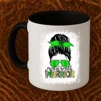 Mental Health Warrior Messy Bun Tal Health Awareness Gift Coffee Mug thumb 2