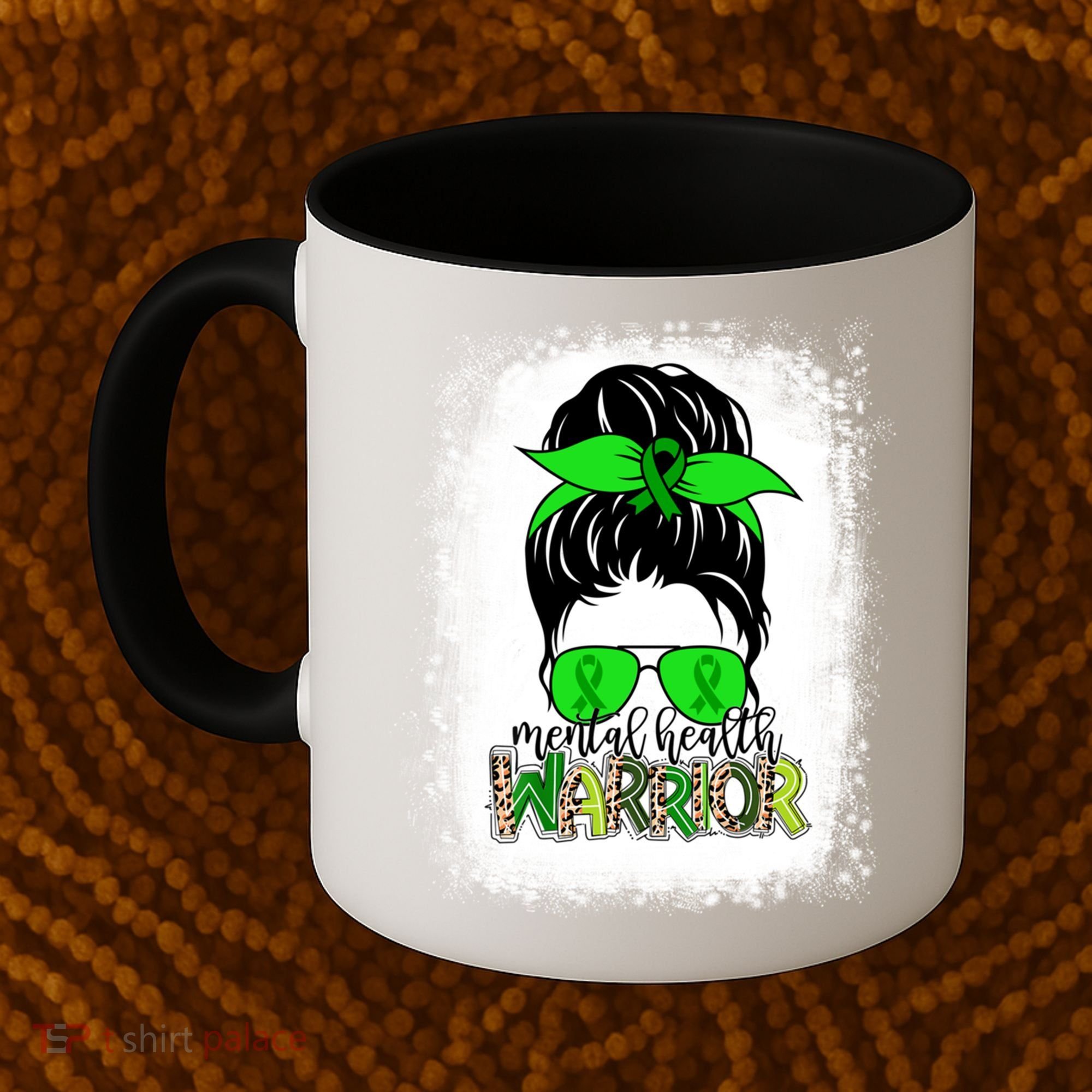 Mental Health Warrior Messy Bun Tal Health Awareness Gift Coffee Mug