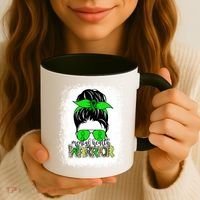 Mental Health Warrior Messy Bun Tal Health Awareness Gift Coffee Mug thumb 3