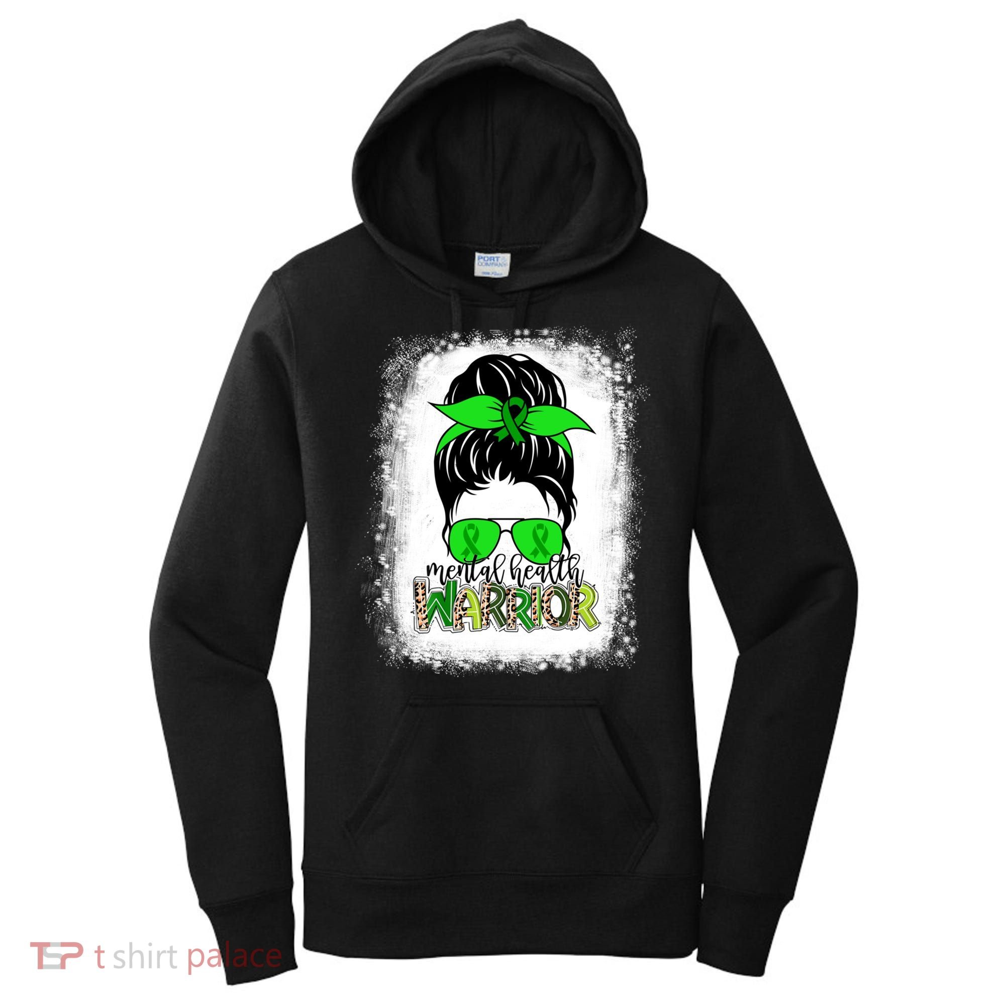 Mental Health Warrior Messy Bun Tal Health Awareness Gift Women's Hoodie