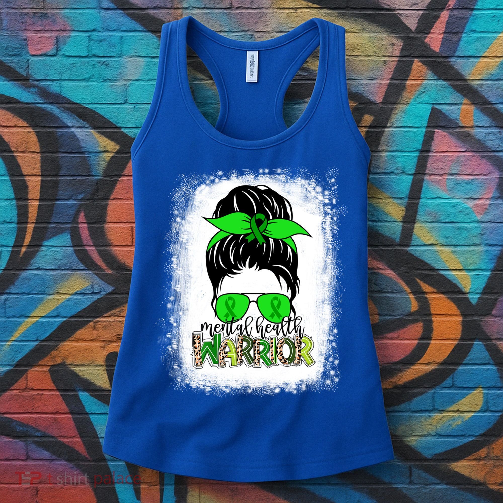 Mental Health Warrior Messy Bun Tal Health Awareness Gift Women's Tank Top