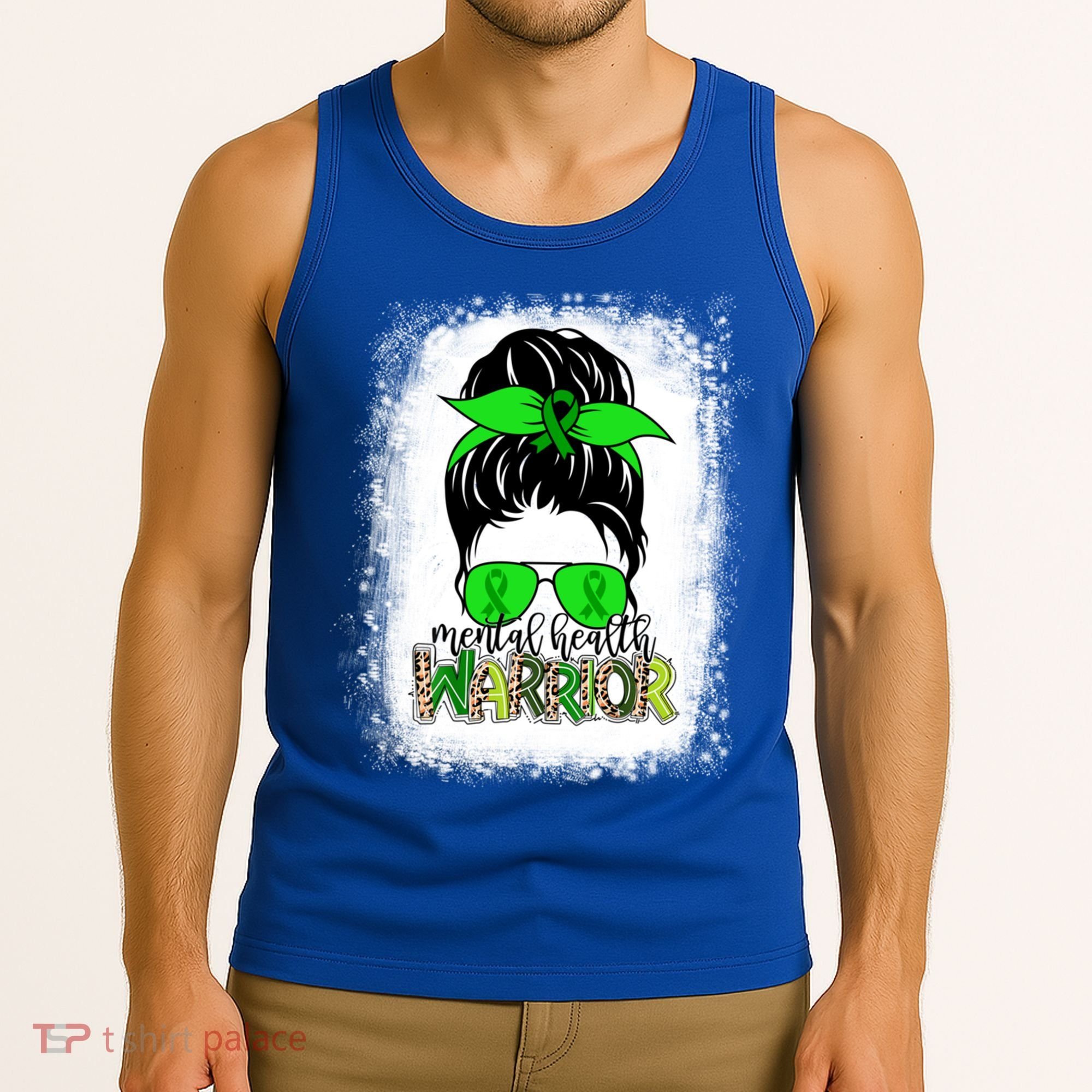 Mental Health Warrior Messy Bun Tal Health Awareness Gift Tank Top