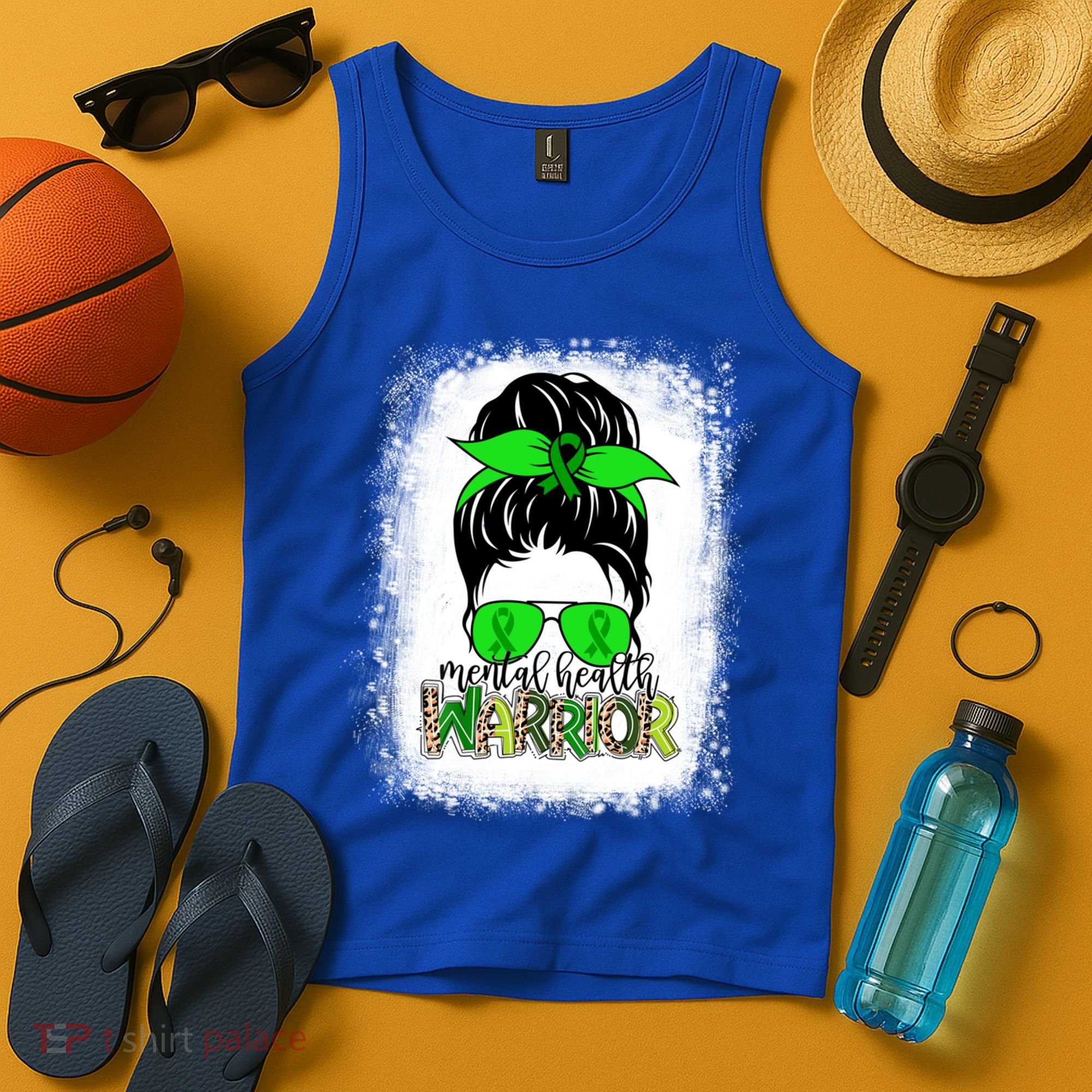 Mental Health Warrior Messy Bun Tal Health Awareness Gift Tank Top