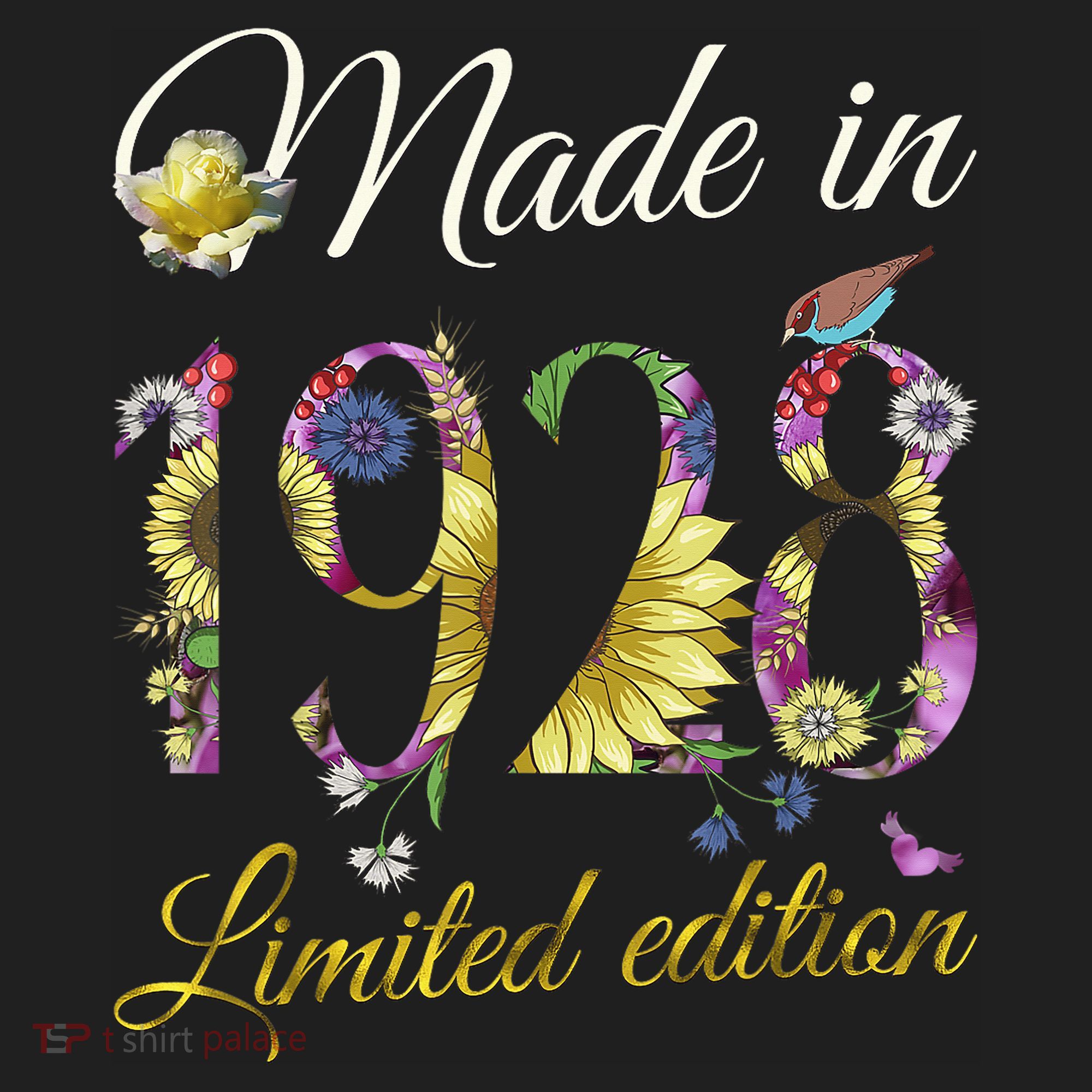Made In 1928 Tee 95 Year Old Sunflowers Floral 95th Birthday Beanie