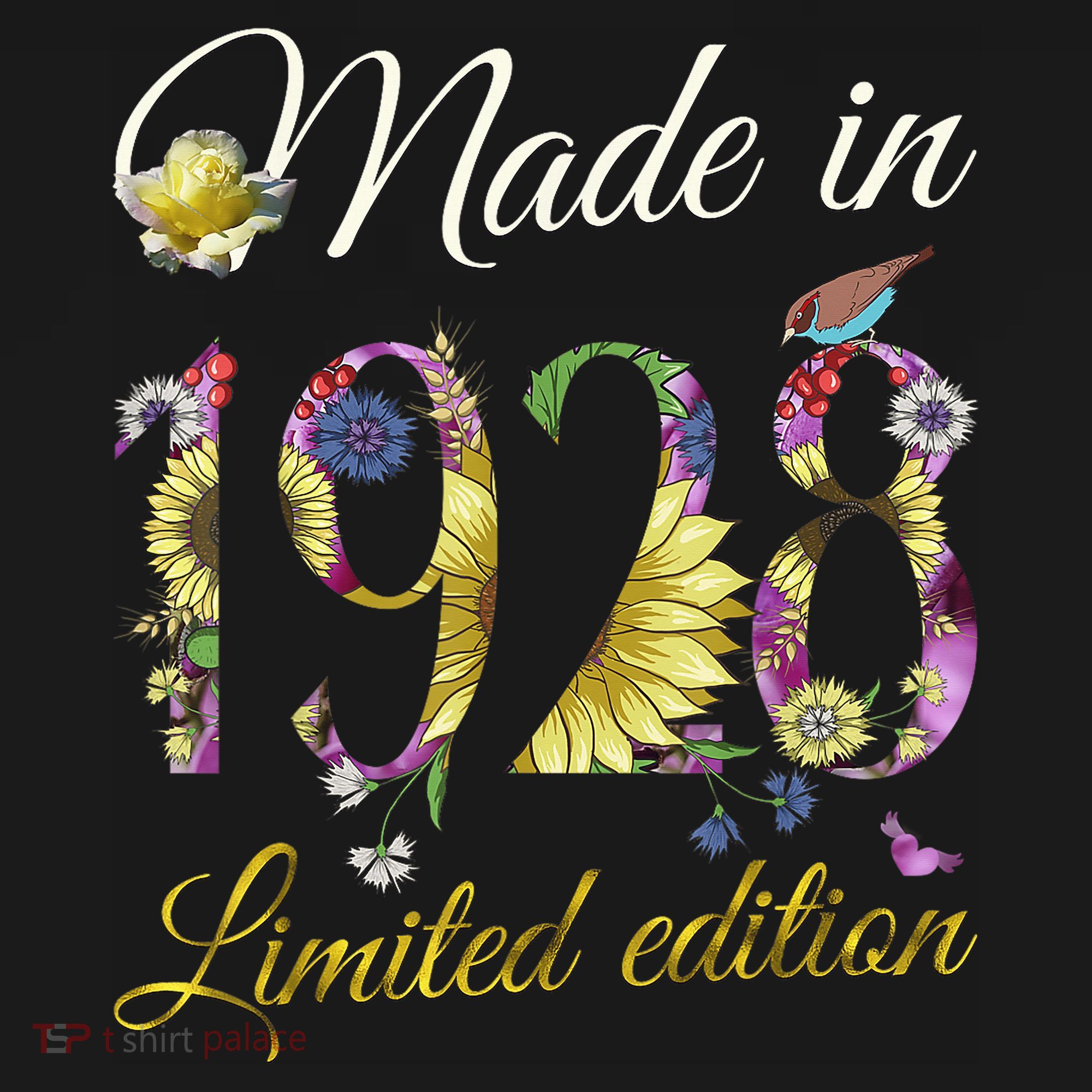 Made In 1928 Tee 95 Year Old Sunflowers Floral 95th Birthday Women's Tank Top