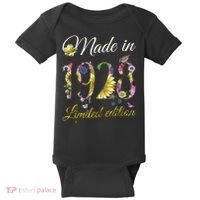 Made In 1928 Tee 95 Year Old Sunflowers Floral 95th Birthday Baby Bodysuit thumb 0