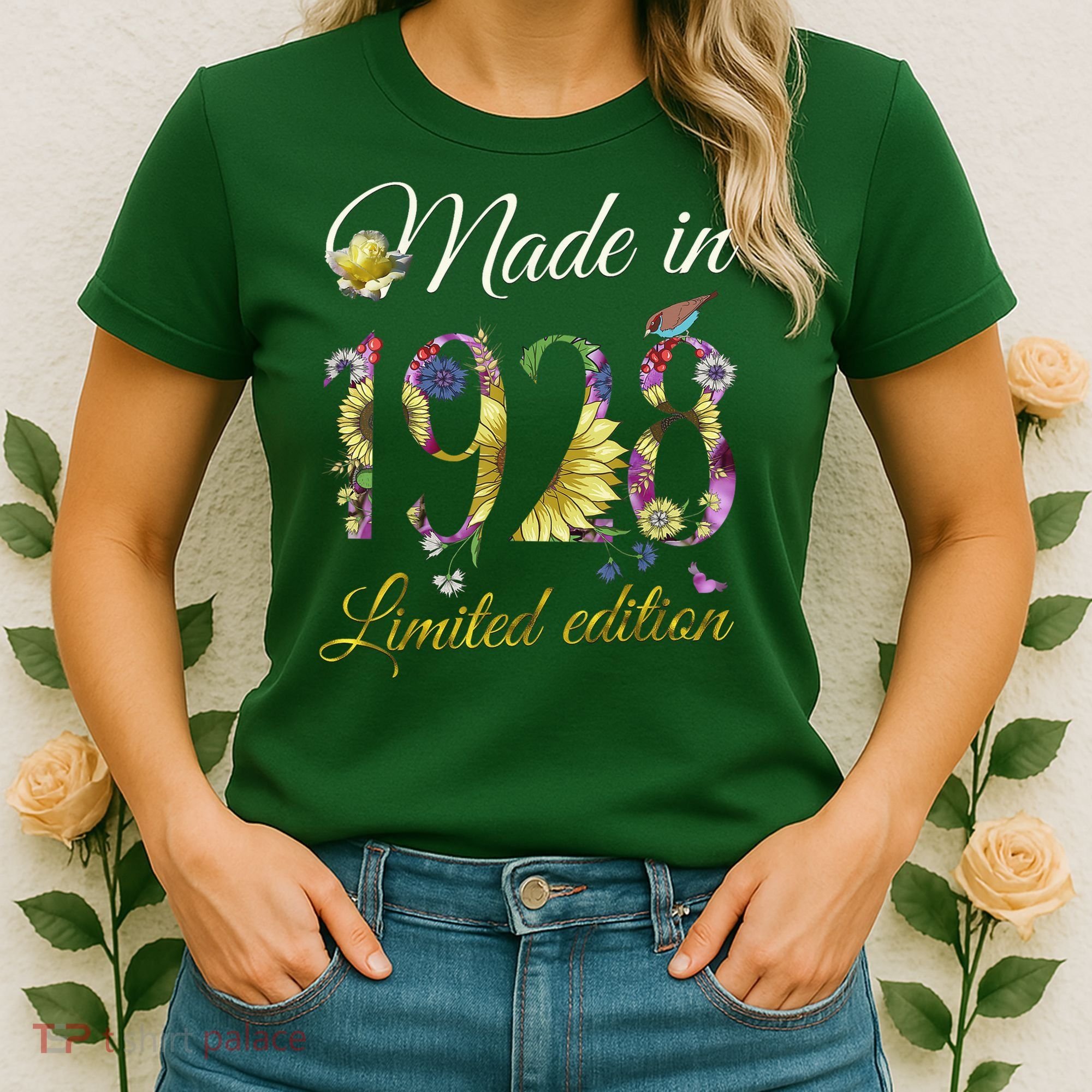 Made In 1928 Tee 95 Year Old Sunflowers Floral 95th Birthday Women's T-Shirt