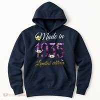 Made In 1935 - 90Year Old Floral 1935 90th Birthday Hoodie thumb 0
