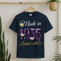 Made In 1935 - 90Year Old Floral 1935 90th Birthday T-Shirt thumb 2
